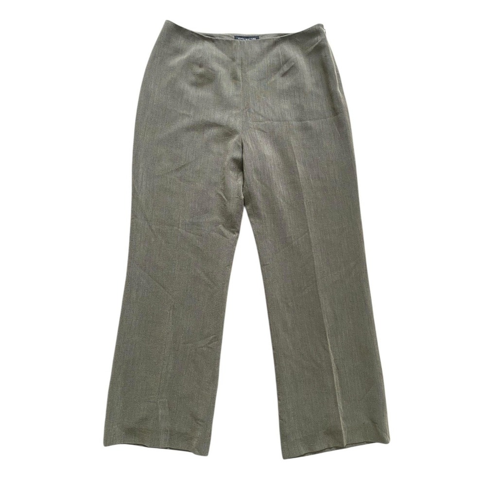 Jones New York Womens Army Green Straight Leg Dress Pants Petites Size 12 12P
